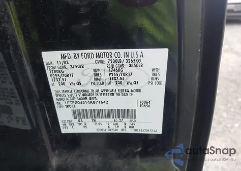 2004 Ford F-150 Fx4/Xlt из США, поврежденный, VIN 1FTPX04514KB71642